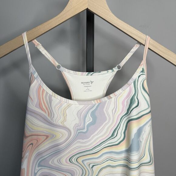 Old Navy PowerSoft Performance Racer-Back Mini Swing In Dress In Swirlpop Large - Picture 2 of 4